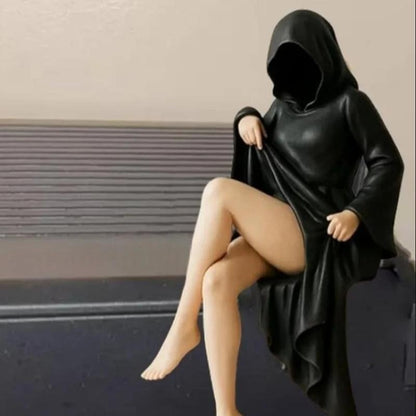 Gothic Woman Statue Masked Women Halloween Decorations Desktop Ornament Mysterious Lady Sculpture For Office Bedroom Home Decor