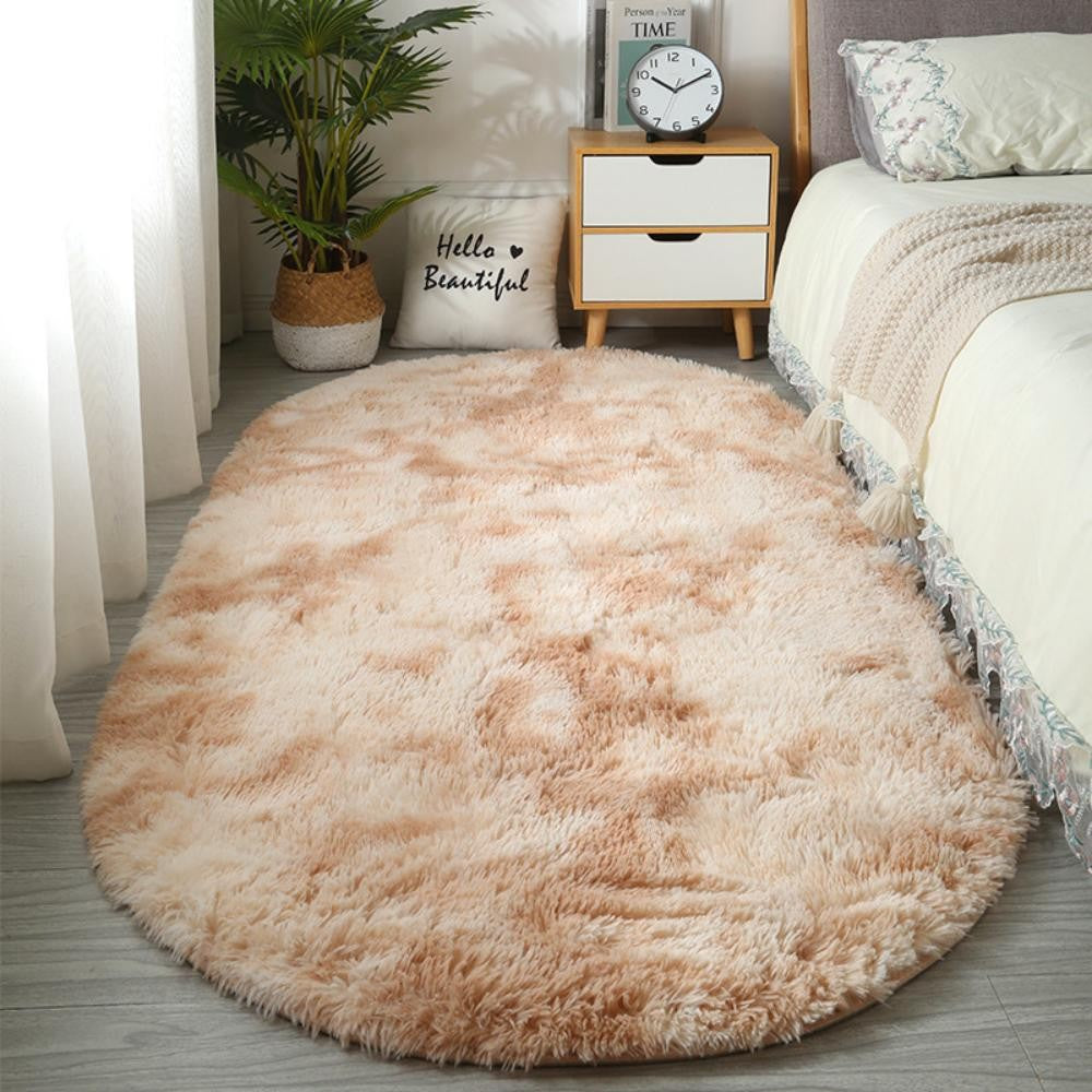 Tie-Dye Oval Living Room Rug Comfortable Soft Home Decor Floor Cushion Sofa Eend Table Bedroom Fluffy Non-Slip Plush Bed Rug