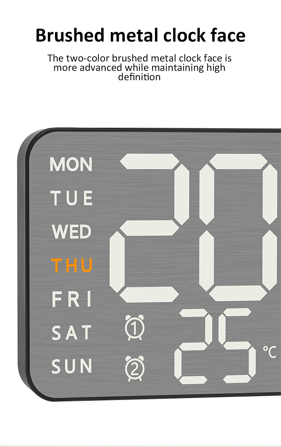 Mirror Brushed Finish Wall Clock Premium Feel Silent Wall Clock Table Alarm Clock Temp Display Bedroom Office Living Room Decor