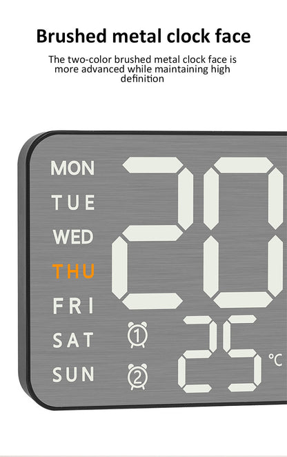 Mirror Brushed Finish Wall Clock Premium Feel Silent Wall Clock Table Alarm Clock Temp Display Bedroom Office Living Room Decor