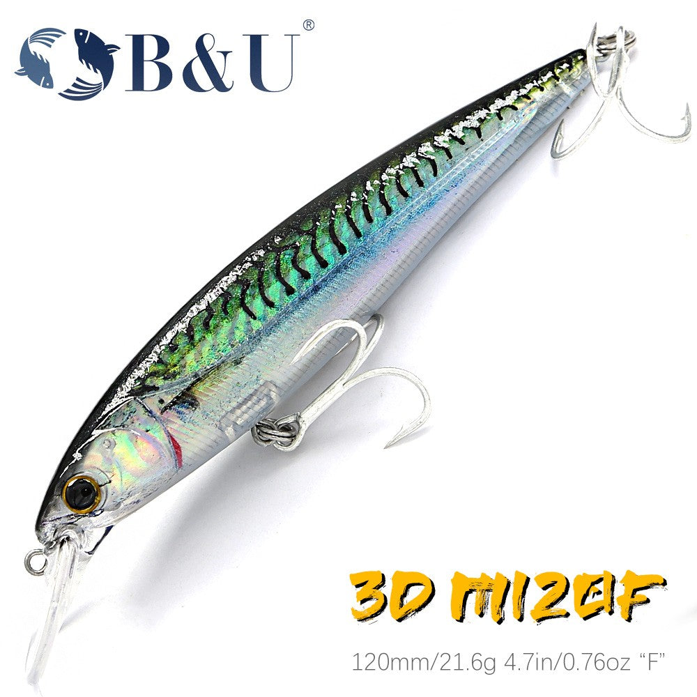 Iscas Artificiais Flutuantes B&U Minnow para Pesca em Água Salgada, Iscas Duras Crankbait para Corrico, Wobblers, Isca Artificial para Truta para Robalo