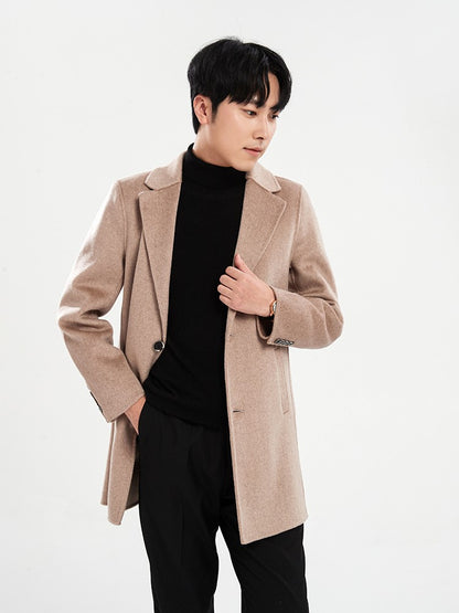 Autumn and Winter Mid-Length Western-Style Business Reversible Woolen Coat Men's 100% Wool Handmade Coat Cashmere Overcoat Coat