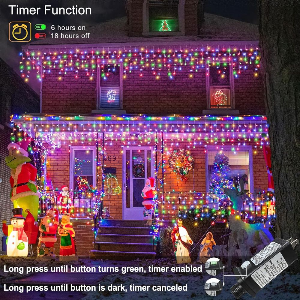 LED Christmas Icicle Curtain String Lights 20M+10M 480LED Extens 8Modes, Plug in Waterproof for Wedding Party Home Garden