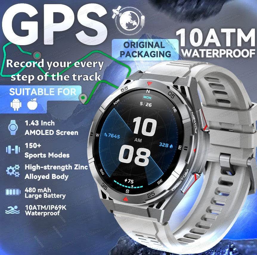 2025 AGPS New Men Smart Watch DIgital Military Sport Electronic Bluetooth 10 ATM Waterproof Diving Original Bracelet