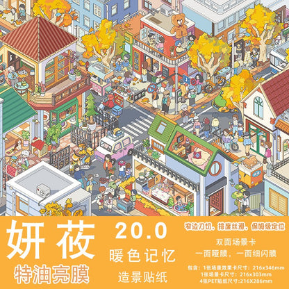 Kawaii Large Edition Series 3D Landscape Stickers DIY Pocket House Scene Stickers Handmade Account Stickers Party Festival Gifts