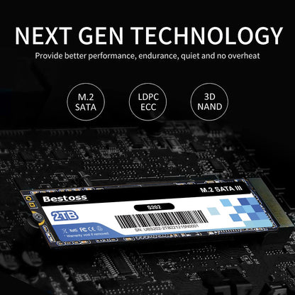 Bestoss M.2 Sata 3.0 2280 NGFF 530MB/s 120GB 128GB 240GB 256GB 480GB 512GB 960GB 1TB SSD Interno de Estado Sólido para Desktop Laptop