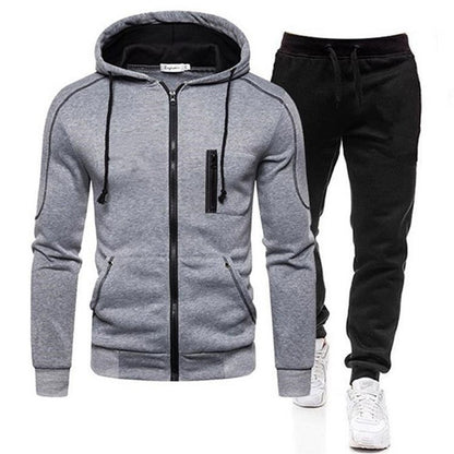 Spring Autumn 2020 Men's Sweat Suit Set Tracksuit Men Outfit Full Sleeve Tops with Hood Outdoor Sport Wear Men's Hooded Suit