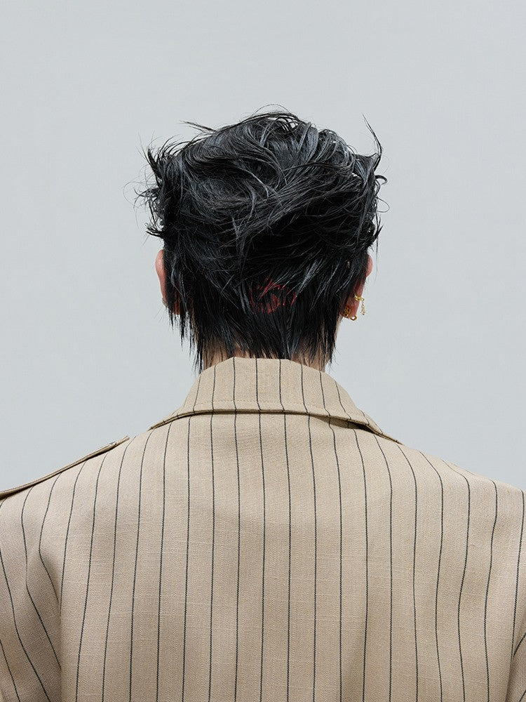 LUZHEN Fashion Stripe Printed Stand Neck Double Breasted Male Coat 2025 Autumn New Handsome Straight Casual Trousers Men JY4780