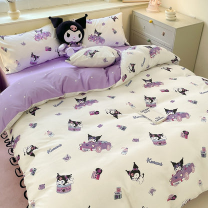 New Sanrio Hello Kitty Bedding Set Cotton Kuromi Melody Bedding Double Pillowcase Bed Linens Girl Dorm Bedclothes Home Textile