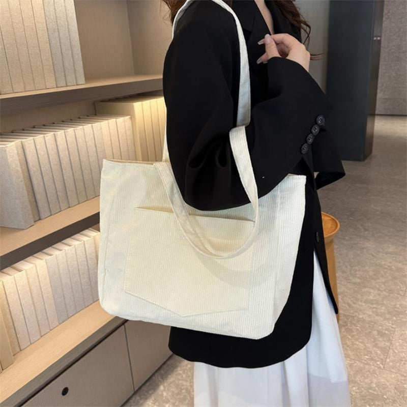 Women's Corduroy Shoulder Tote Bag, Casual Large Capacity Fashion Handbag for Going Out, Purses and Handbags Designer Bag