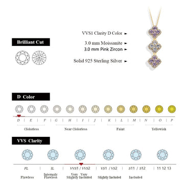 ATTAGEMS 2025 Necklaces for Women Full D Color Moissanite 925 Sterling Silver Pendant Classic Engagement Wedding Fine Jewelry