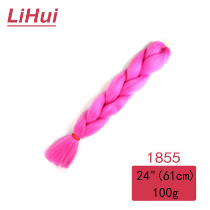 Cabelo Sintético Trança Jumbo 24 Polegadas Ombre Jumbo Extensão de Cabelo para Mulheres Tranças DIY Roxo Rosa Amarelo Cinza Lihu