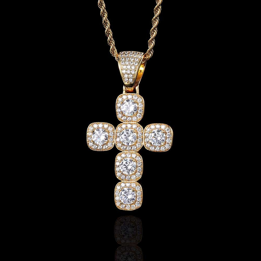 2026 Hip Hop Cross Pendant Necklace for Men 4mm Zircon Tennis Chain Ice Sparkling Necklace for Women Punk Jewelry Fashion Gift