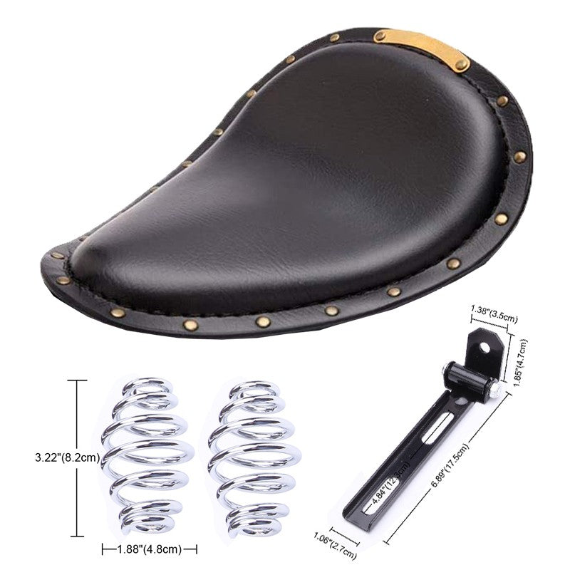 Assento de Couro para Motocicleta Retro Couro Preto Banco Solo para Harley Custom Chopper Bobber Honda Yamaha Kawasaki Suzuki