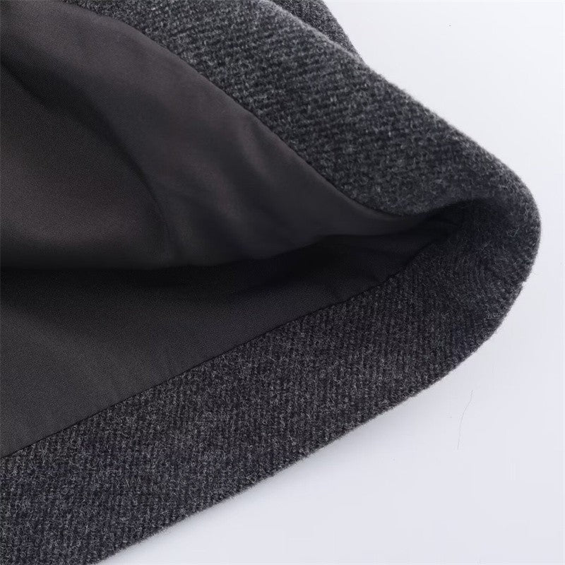 Women's Coat 2025 Autumn and Winter New Style Gray Long-Sleeve Belted Single-Breasted Stand Collar Loose Coat Fashionable