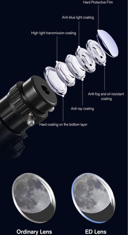 Telescópio Profissional Astronômico 875X F70076 Monocular 114MM de Grande Abertura 76700 para Observação de Estrelas, Pássaros, Lua e Filtro Solar