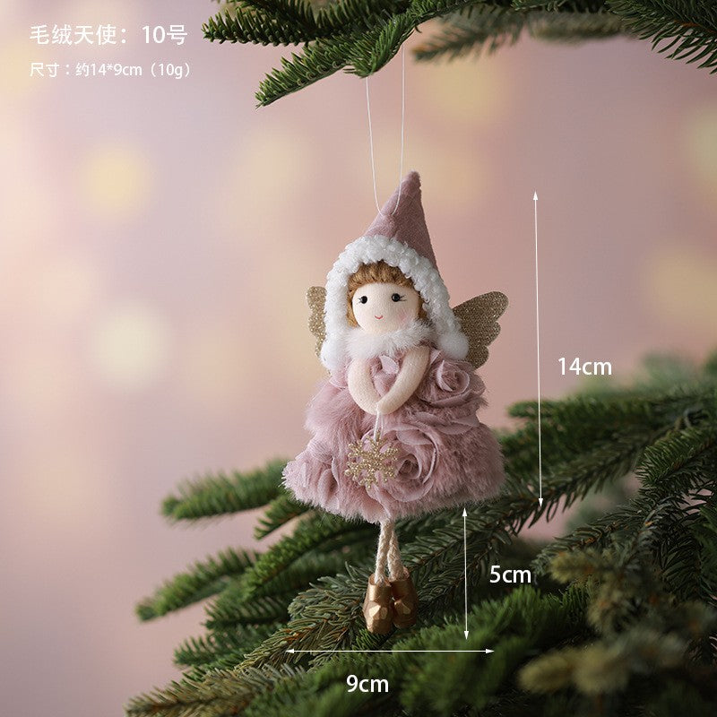 2Pcs New Christmas Cute Plush Angel Doll Pendant Lovely Boys Girls Xmas Tree Hanging Decoration Merry Christmas Party Ornaments