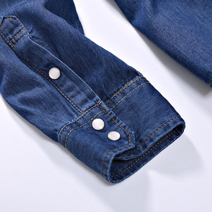 2023 spring and autumn Washing Charm jeans shirts Long sleeve men's shirt Denim Wear  men's jacket Cowboy wear free shipping