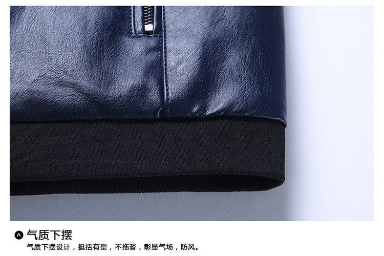 Plus Size 8XL Trendy Men's PU Leather Jacket Stand Collar Motorcycle Coat Casual Biker Jacket Men's Fashion Outerwear Streetwear