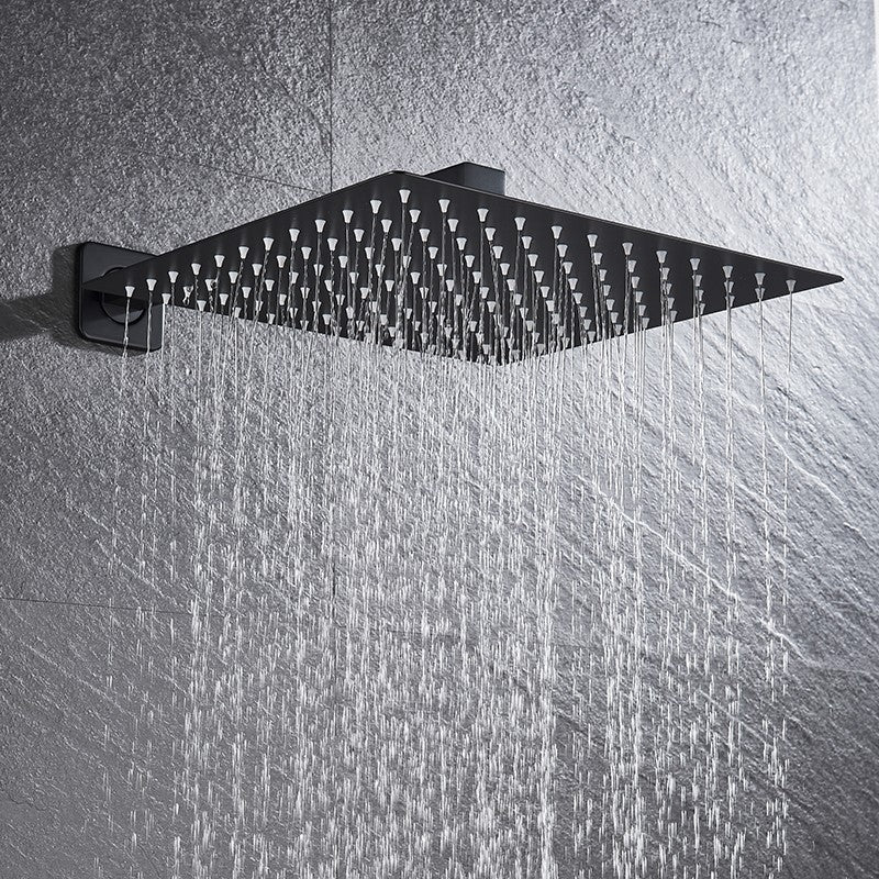 Chuveiro Quadrado de Teto 8"/10"/12" Ultrafino para Banheiro com Braço de Chuveiro Acessórios de Torneira Montado na Parede