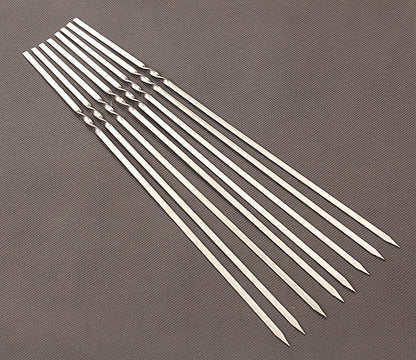 Skewers for Grilling Storage Tube Stainless Steel Barbecue Skewer BBQ Needle Sticks Metal Flat Forks for Kitchen Camping Gadgets