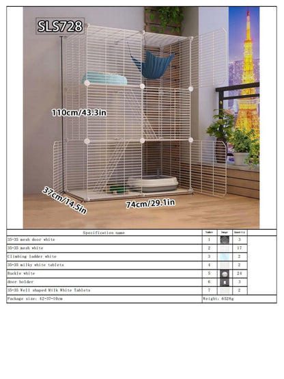 Gaiola para Gatos para Uso Doméstico, Casa para Gatos Interna com Espaço Livre, Abrigo para Gatos, Ninho para Gatos, Gaiola para Pets, Vila para Gatos Pequenos de Três Andares