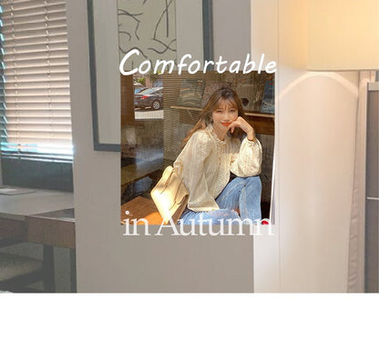 Autumn Lcae Embroidery Long Sleeve Women Blouses Office Lady ELegant Casual Button Shirts Sweet Clothing