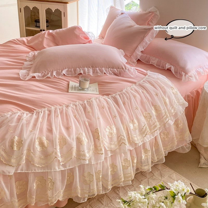 3pcs Korean lace Bedding set wedding Duvet Cover Set (1*Duvet Cover + 2*Pillowcase, Without Core)for bedroom guest room