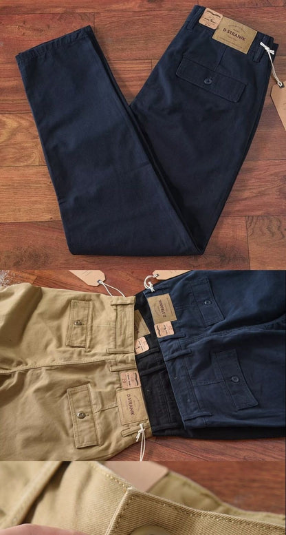 Loose Straight Leg Cotton Casual Pants for Men Summer Waed Khaki Workwear Trousers Youth Faion Long Pants Busin Casual