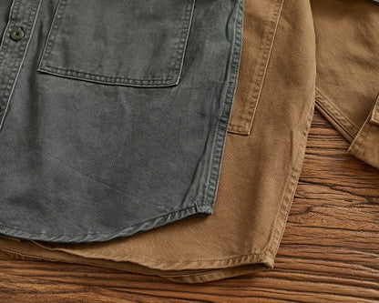 Heavy cargo shirt for men retro shirt for men pure cotton wash to do old loose casual long-sleeved coat for men