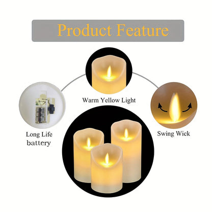 10-240pcs Flameless Fake Candle LED Flickering Candles with Remote Control Battery Operated Pillar Candles for Valentine's Day