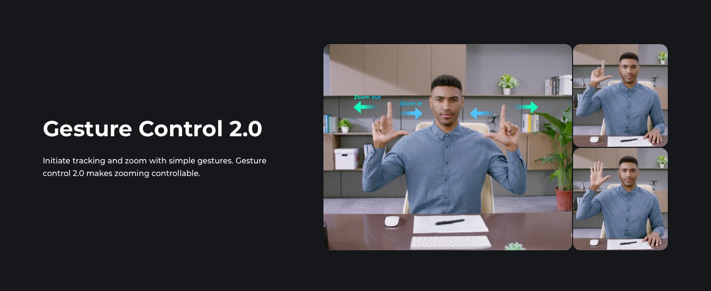 OBSBOT Tiny 2 Webcam 4K Voice Control PTZ, AI Tracking Multi-Mode & Auto Focus, Web Camera with 1/1.5" Sensor, Gesture Control,
