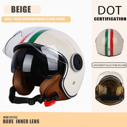 Capacete de proteção certificado pelo DOT, capacetes vintage de lente dupla, capacete de corrida para todas as estações