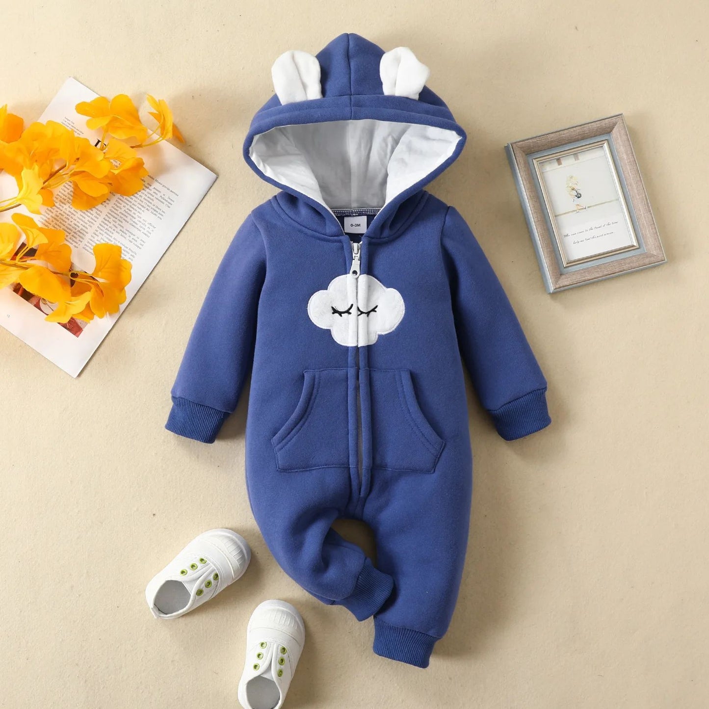 Newborn Baby Romper Love Printed Clothes Hooded Children Girl 0-1 Years Autumn Spring Infant Boy Jumpsuit Outfits 3 6 Months