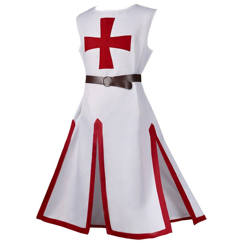 2025 Euro-American Halloween Medieval Knights Templar Cos Robe with Belt with Men & Women,Ball Party Performance Costume Unisex