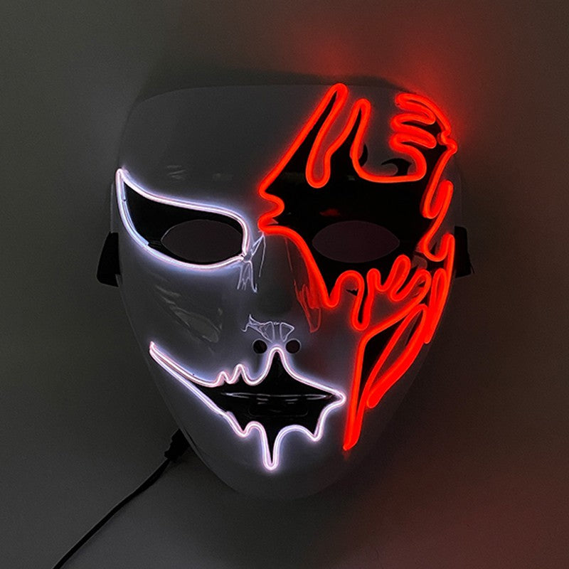 Shuffle Dance Mask Luminous Purge Mask Devil Glowing Masquerade Cosplay Mask for Halloween Horror Haunted House Props