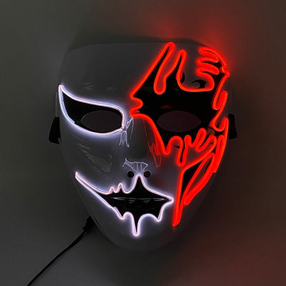 Shuffle Dance Mask Luminous Purge Mask Devil Glowing Masquerade Cosplay Mask for Halloween Horror Haunted House Props
