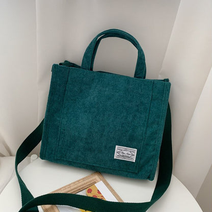Ladies Corduroy Canvas Shoulder Crossbody Handbag Small Square Bag Stylish Trendy Women's Handbag for Casual Use