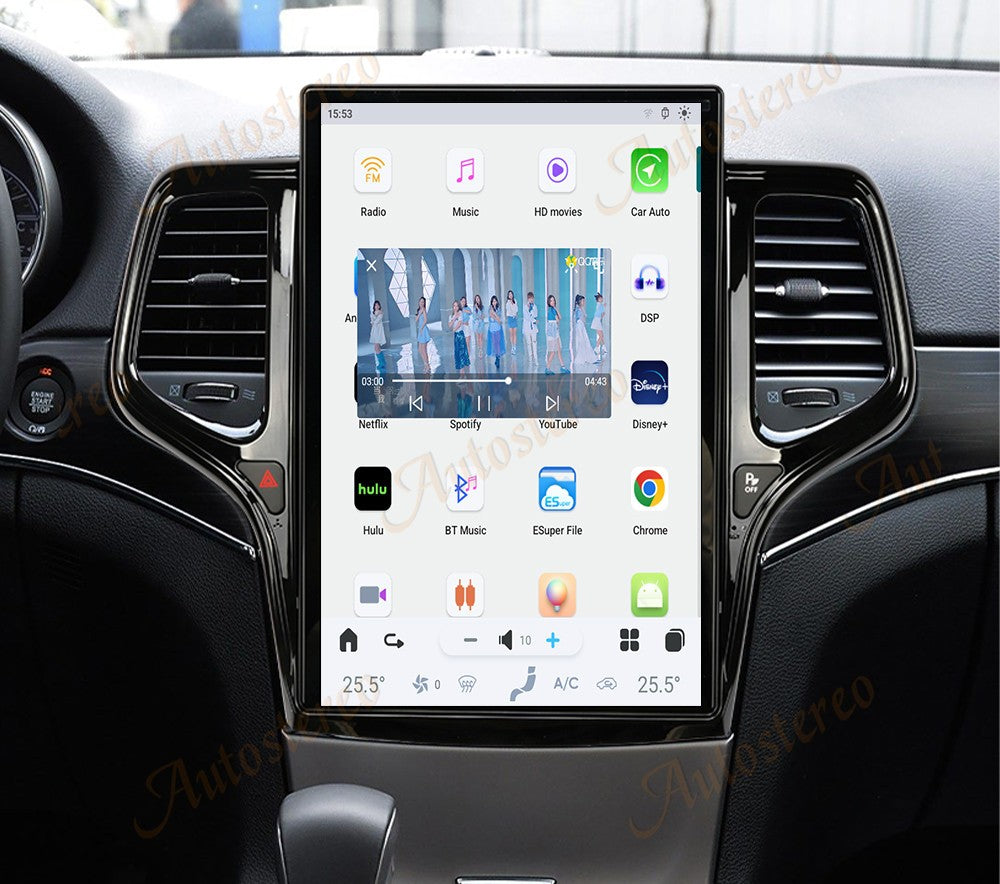 14.4 Polegadas Android 8+128GB para JEEP Grand Cherokee 2010-2021 Estilo Tesla Carro GPS Navegação Multimídia Player Rádio Toca-fitas Central