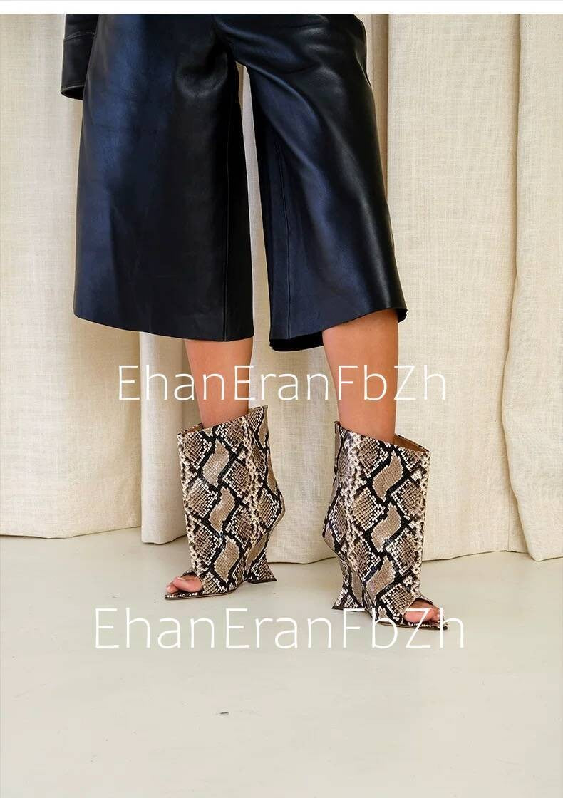 2025Ladies' Spring and Summer New Fish Mouth Slope High Heel Knee Boots, Fashionable Pointed Fashion Show Medium Cool Boots