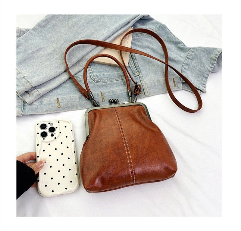 Vintage Style Women Handbag Brown Versatile Designer Shoulder Bag PU Leather Ladys Shell Purses Crossbody Bags