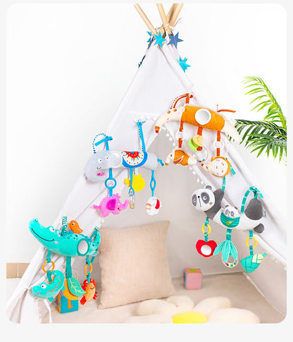 Brinquedos de Arco para Carrinho de Bebê, Brinquedo para Pendurar no Assento do Carro, Pelúcia Macia para Bebês com Som de Sinos de Vento, Bonecos para Bebês, Presente para Recém-Nascidos