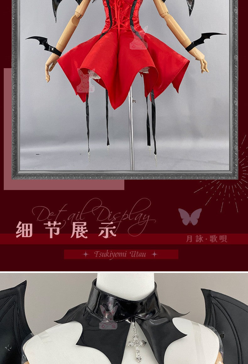 Anime Shugo Chara Tsukiyomi Utau Devil Transformation Cosplay Costume Full Set Women Halloween Cos Outfit With Horns Accessories