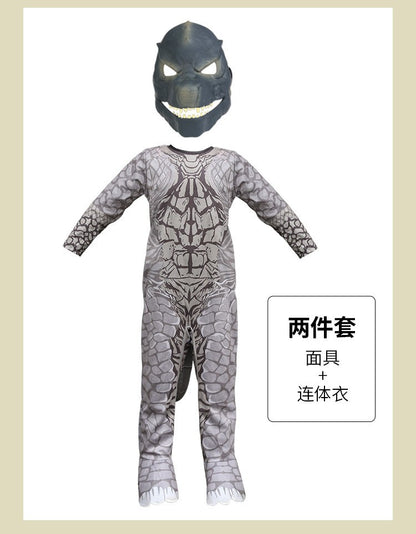 Monster Cosplay Animal Costume Dinosaur Halloween Bodysuit  Kid Boys Girl Funny Jumpsuit Carnival For Toddler Child Catsuit+Mask