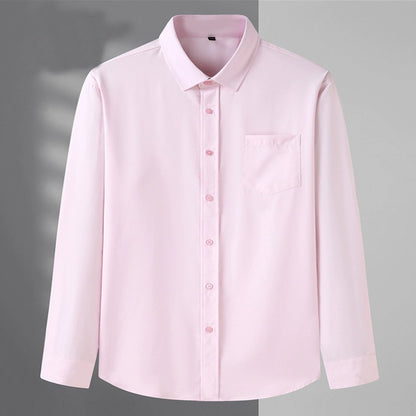 Spring and Autumn Large Size 15XL Men's Long-sleeved Shirt Fat High Elastic Solid Color Shirt 12XL 11XL 10XL 9XL 8XL 7XL 200kg