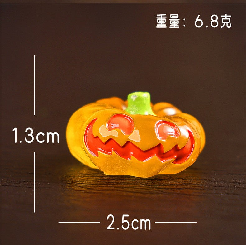 8/16/24pcs Luminous Halloween Micro Landscape Miniature Figurine Resin Craft Mini Fairy Garden Ornament Pumpkin Ghost Decoration