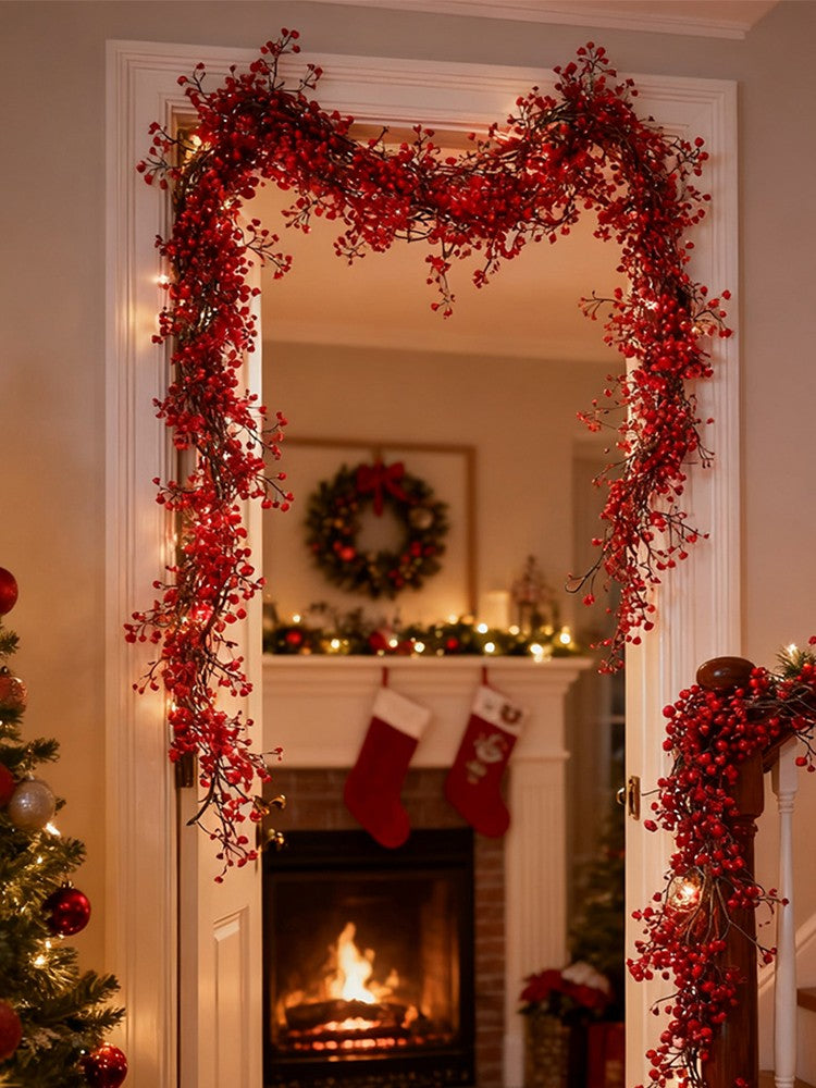 1.8m Artificial Hanging Plants Garland Plastic Red Ferns Fake Ivy Plant for Christmas Home Wedding Table Party Garden Decoration