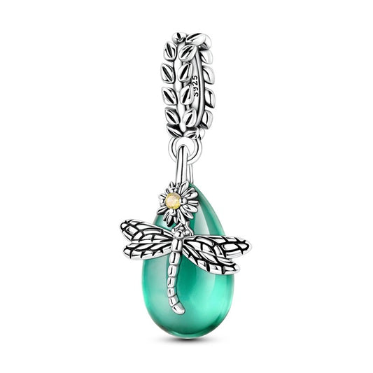 Spring Theme Dragonfly Charms Bead 925 Sterling Silver butterfly flower Dangle Pendant Fit Bangle Bracelet Necklace DIY Jewelry
