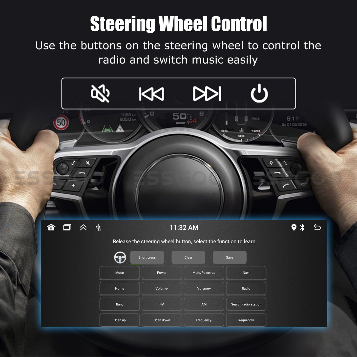 ESSGOO 1Din IPS 6.86 Inch Wireless Carplay Android Auto Car Radio Multimedia Video MP5 Player Touch Screen Universal Stere