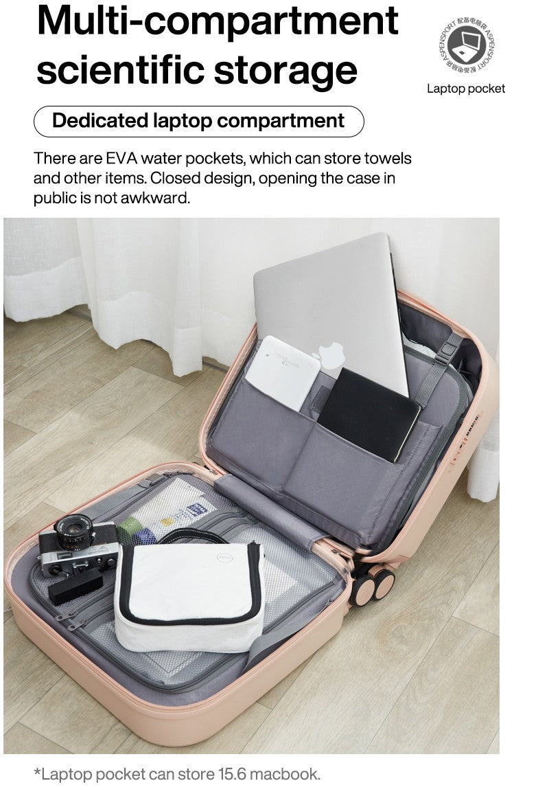 Mixi Carry On Suitcase 16 Inch Men Boarding Cabin Women Luggage Rolling Spinner Wheels Travel Bag 34L 100% PC Lightweight